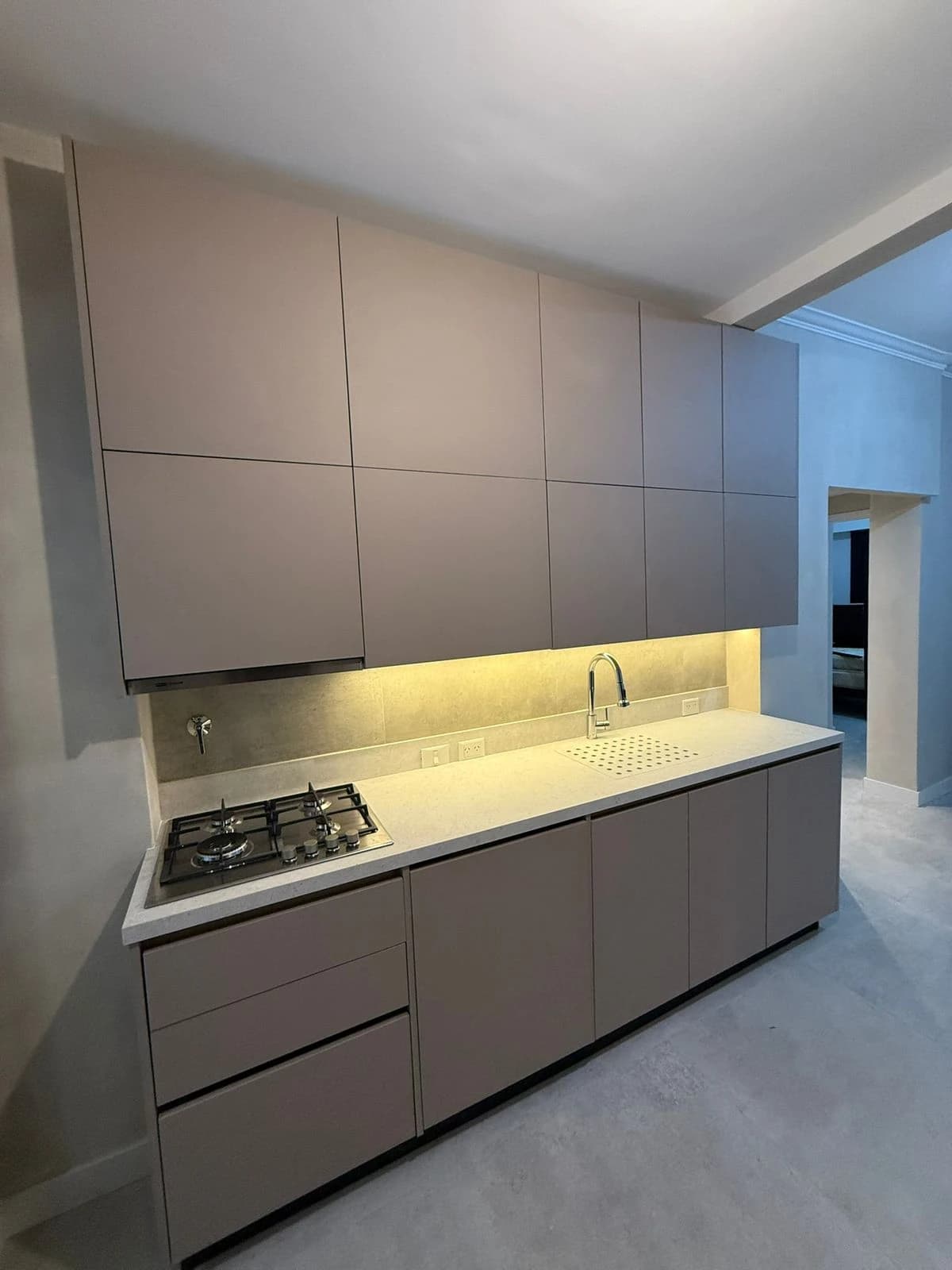 Detalle de muebles de cocina con terminación mate